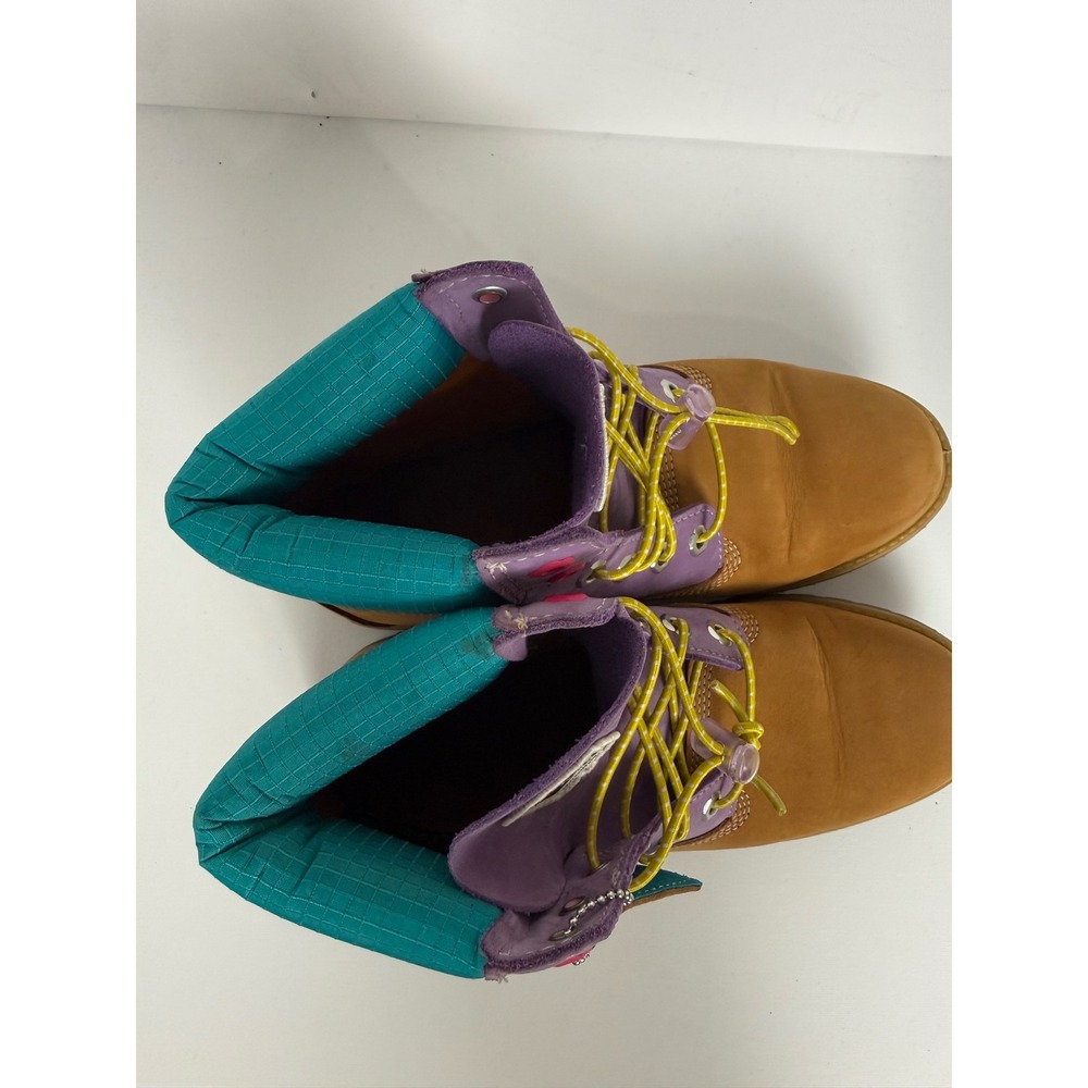 Timberland 6 Inch Premium Waterproof Boots Wheat Purple Teal Women Size 8.5 - Picture 8 of 13